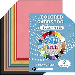 240 Sheets Colored Cardstock Bulk 180gsm Colored Paper 8.5