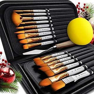 18 Pieces Premium Artist Paint Brush Set - Includes Palette Knife, Spong...