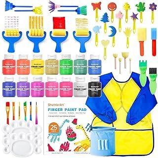 Shuttle Art Washable Finger Paint Set, 53 PCS with 14 Colors (2 fl oz), ...