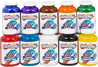 Colorations Washable Finger Paint for Kids, Each 16 fl oz, 10 Colors, No...