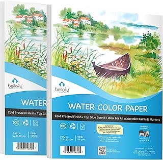Bellofy 2X Watercolor Paper Pad, 100 Sheets, 9x12 Inches | Ideal for Kid...