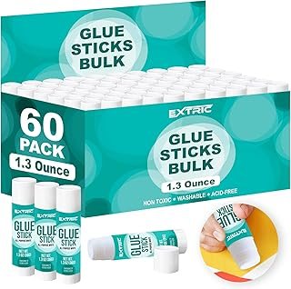 Glue Sticks Bulk Classroom, White Glue Sticks for Kids 60 Count, 1.3 Oun...