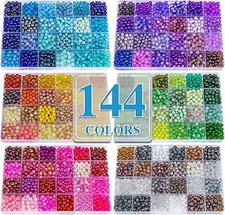 XSEINO About 7200PCS 6mm Glass Beads Bracelet Making Kit,144 Assorted Co...