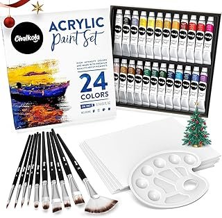Chalkola 40 Acrylic Paint Set for Adults & Kids with 24 Acrylic Paints k...