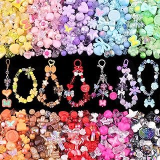Assorted 500PCS 10 Colors Mixed Acrylic Beads for Bracelet Making, Flowe...