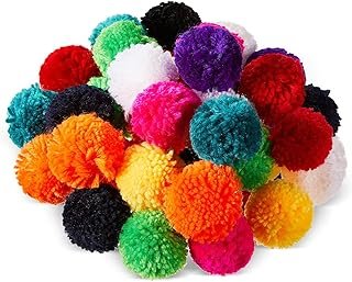 100 Pcs 2 Inch Large Yarn Pom Poms for Crafts Acrylic Yarn Balls Fuzzy P...