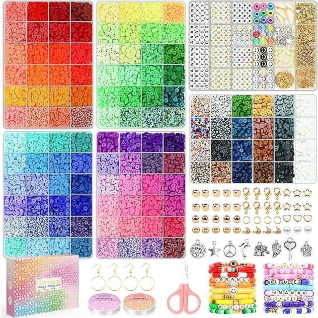 20,000 Pcs Clay Beads Bracelet Making Kit, 120 Colors 6 Boxes Polymer Be...