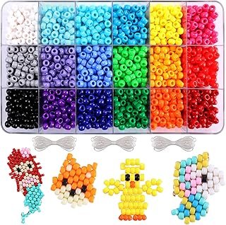 2600+pcs Pony Beads Kit 18 Color Rainbow Plastic Multicolor Pony Bead Bu...