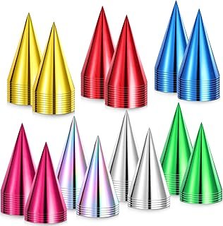 120 Pcs Cone Birthday Party Hats Bulk, Colorful Paper Party Hats 6.5x4.5...
