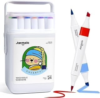 Jar Melo Washable Dual Tip Markers for Kids Ages 4-8, Brush & Chisel Tip...
