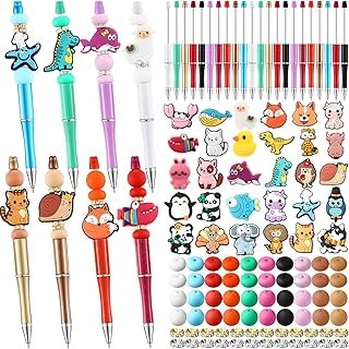 30 Set Beadable Pens Kits with Animals Silicone Focal DIY Pens Making Ki...