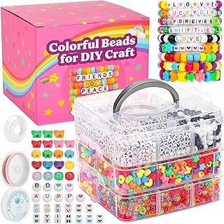 shynek 3800 Pony Beads: Bulk for Bracelets, Hair Braids & Craft - Colorf...