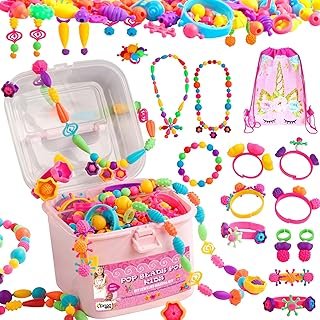 Orian Pop Beads Jewelry Kit for Girls – 550+ Colorful Snap Beads to Crea...