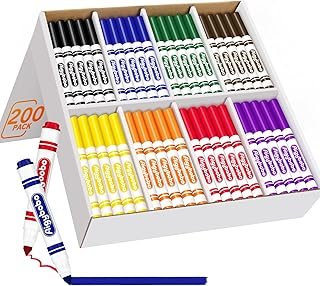 Aigybobo 200 Count Washable Markers Bulk, 8 Assorted Colors, Broad Line ...