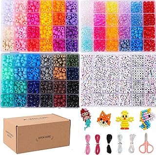 XJRLUK Pony Bead Bracelet Making Kit, 72 Colors 6x9mm Craft Kit for Frie...