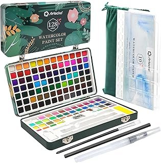 Artecho Watercolor Paint Set 128 Colors, Water Colors Paint Adult Set wi...