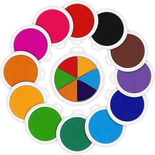 Aodaer 13 Pack Large Craft Ink Pad Round Fingerprint Ink Pad Rainbow DIY...