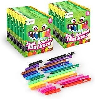 D-FantiX 24 Packs Fruit Scented Washable Markers Bulk, 288 Count Colorin...