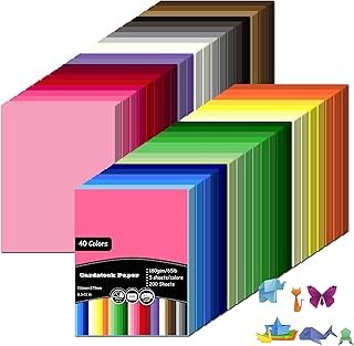 200 Sheets Colored Cardstock 8.5” x 11”, 40 Assorted Colors,180g/65lb Ca...