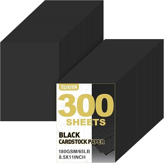 300 Sheets Black Cardstock Paper,8.5 x 11 Inch Cardstock Paper,180 GSM/6...