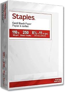 Staples Cardstock Paper, 8.5-Inch x 11-Inch Paper Size, Matte White, 110...