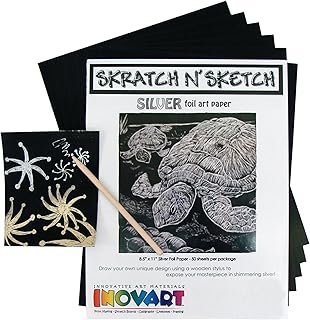 INOVART Scratch Paper, Silver Foil, 8-1/2