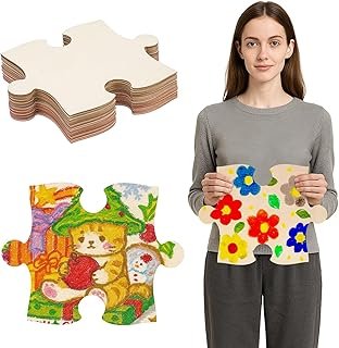 30 Pcs 8x10 Inch Blank Wooden Puzzle Pieces for Crafts DIY Make Your Own...